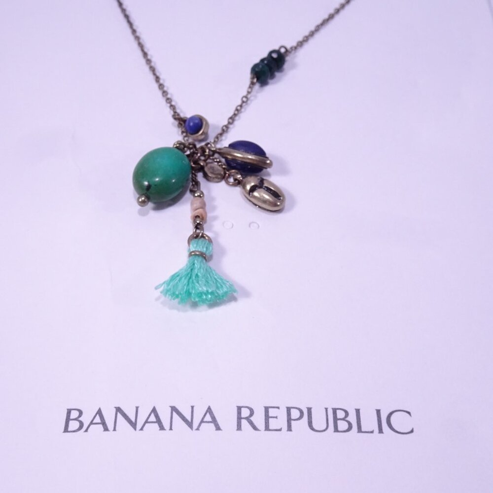 Banana Republic Red and Green tassel Pendant Necklace NWT 45 Each Set of 2 - Picture 5 of 8